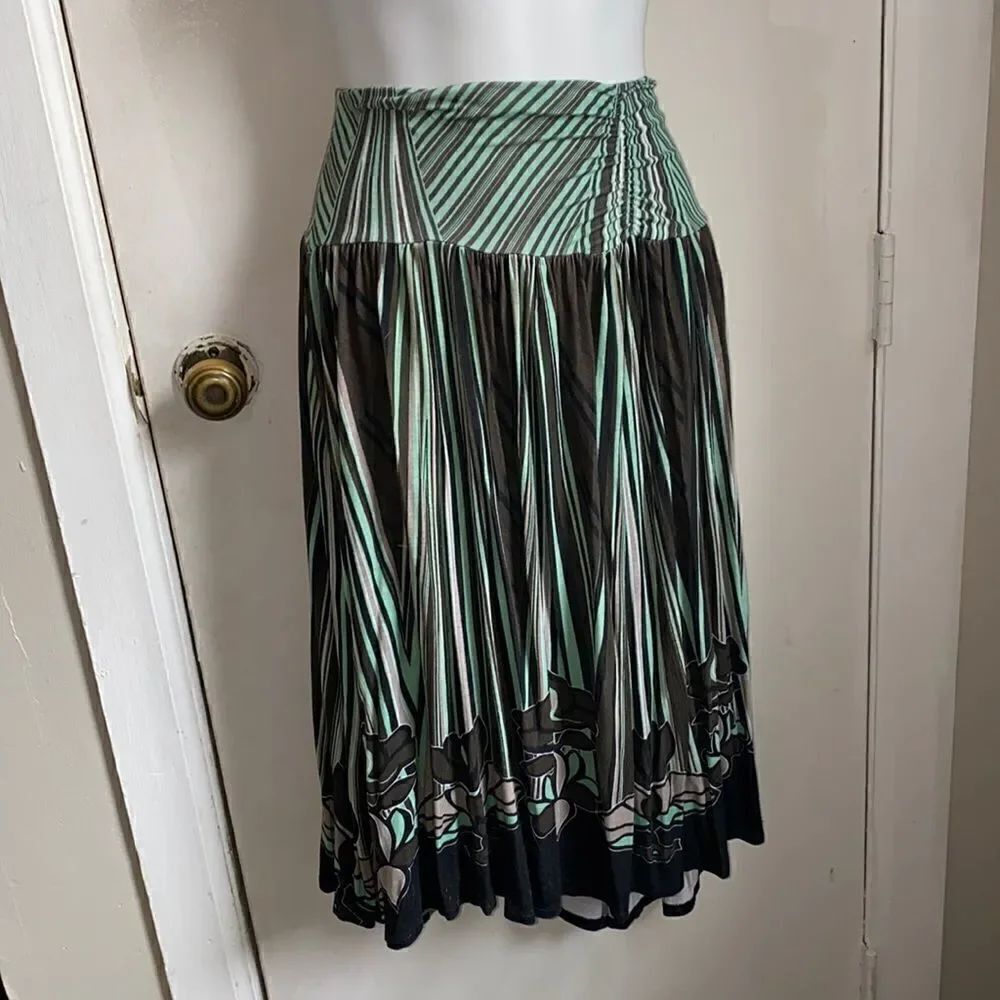 ELLE A-line Mint and Brown Skirt-M